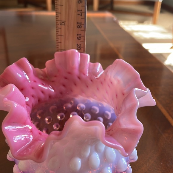 Fenton Cranberry hobnail opalescent 4.5 inch vase. - Picture 8 of 11